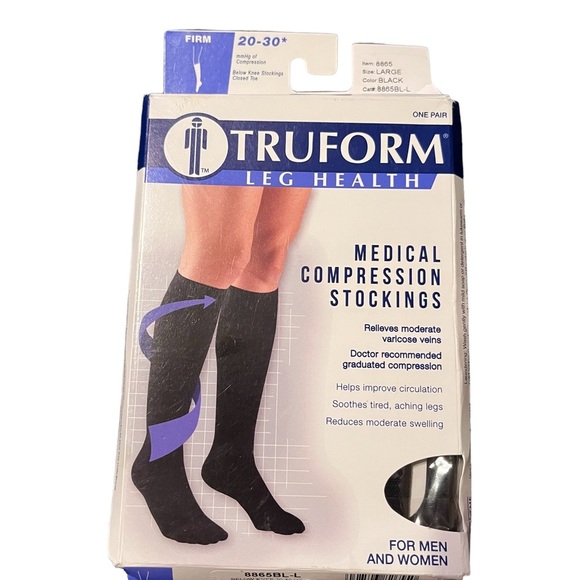 NEW Truform Men’s Black Compression Stockings Socks - Picture 2 of 9